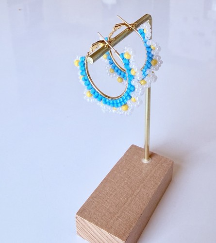 Handmade earrings blue and - -,