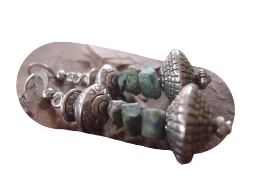 Earrings green boho bali - earrings,