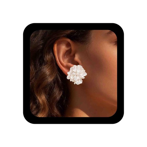 Boho white flower - , earrings