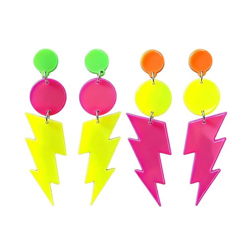 Pairs neon earrings 80s - earrings,