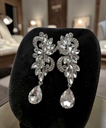 Ohrringe acryl strass blume - ohrringe,